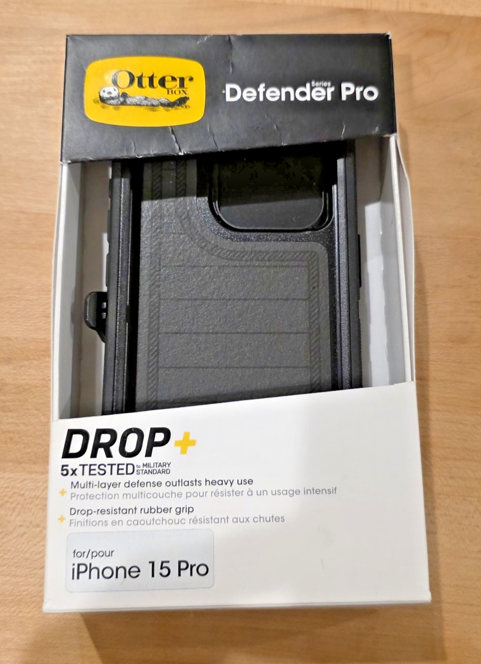 OtterBox Defender Pro Case w/ Holster for Apple iPhone 15 Pro Black Rugged Cover